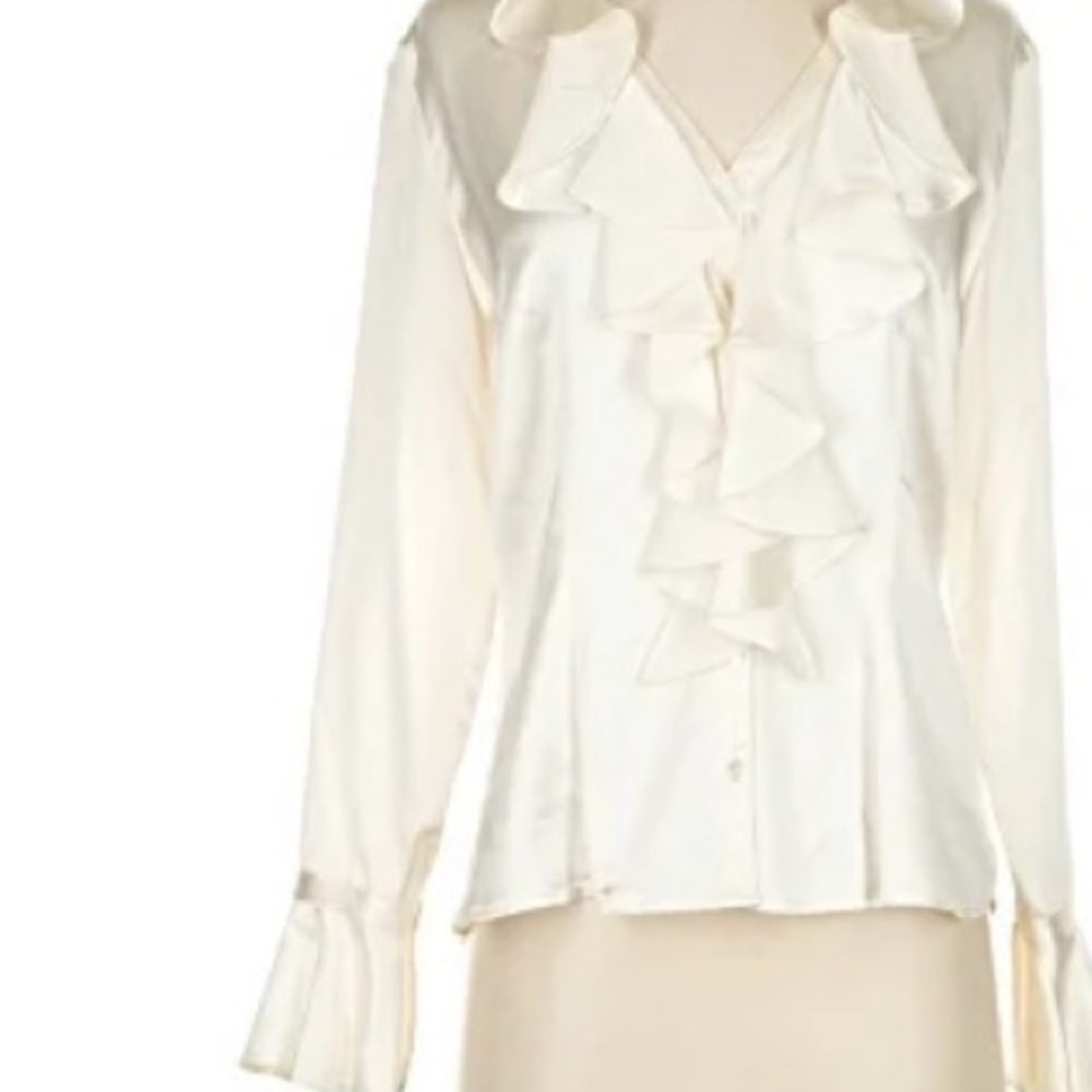 J. Crew Cream Ruffle Front Blouse